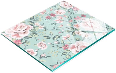 Multifunctionele decoratieve glazen snijplank voor in de keuken, bloemmotief, vintage stijl, 60x52 cm