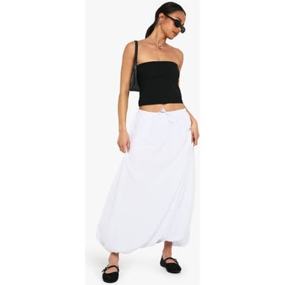 boohoo Dames Geweven Maxi Rok met Bubbelzoom | White | Maat: Small