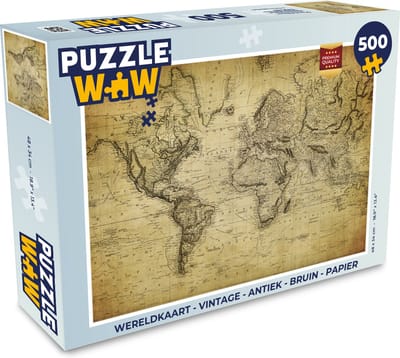 Puzzel Wereldkaart - Vintage - Antiek - Bruin - Papier - Legpuzzel - Puzzel 500 stukjes