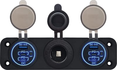 ProRide 12V USB Autolader 3 Poorten - QC3.0 - Voltmeter en 12V/24V Sigarettenplug - Drievoudig inbouw