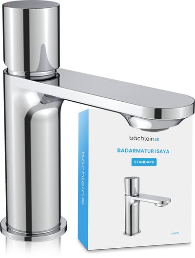 Bächlein badkamerkraan Isaya in modern design, eengreepsmengkraan met duurzame keramische cartridge en installatieset, badkamerkraan in chroom