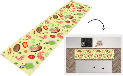 Keukenloper - Loper keuken - Patroon - Eten - Groente - 200x50 cm - Keukenloper vinyl