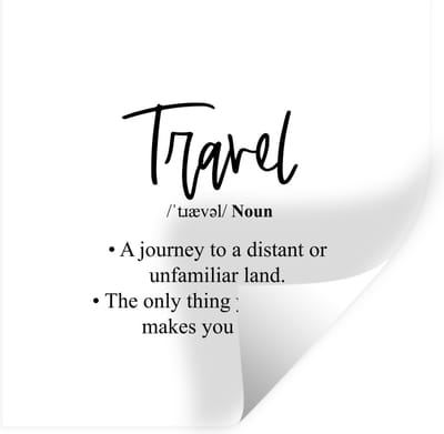 Muurstickers - Sticker Folie - Spreuken - Quotes - A journey to a distant or unfamiliar land - Travel - 100x100 cm - Plakfolie - Muurstickers Kinderkamer - Zelfklevend Behang XXL - Zelfklevend behangpapier - Stickerfolie