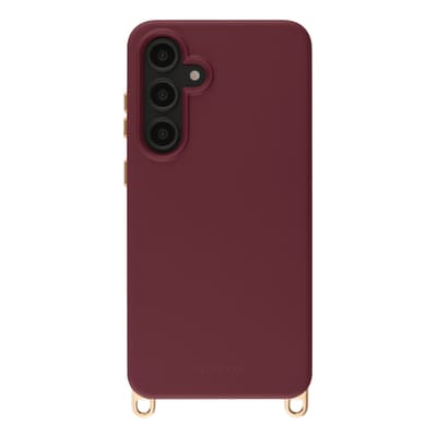Selencia Hoesje - Geschikt voor Samsung Galaxy S24 FE - Rivièra Backcover met Magnetische Ring met afneembare haakjes - Bold Burgundy