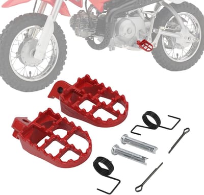 Motorfiets Voetsteunen - Pitbike Pedalen - Offroad Rijden - Hoge Wrijving Spikes - 100 g - Rood