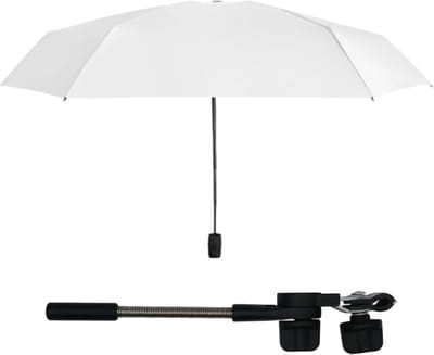 Kinderwagen Parasol - Zonnekap Kinderwagen - Bescherming Tegen Zon - 360 Graden Verstelbaar - 90cm Diameter - Wit