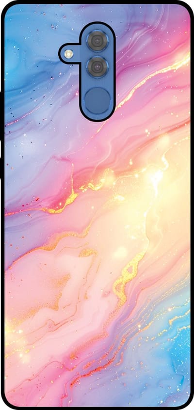 Smartphonica Telefoonhoesje Geschikt voor Huawei Mate 20 Lite met Regenboog Glitter Marmer Opdruk - TPU Backcover Case Rainbow Glitter Marble Design geschikt voor Huawei Mate 20 Lite