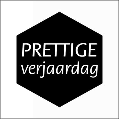 Sticker - "Prettige verjaardag" - Etiketten - 50x45mm Hexagoon - Wit/Zwart - 500 Stuks
