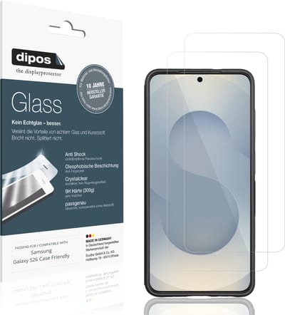 dipos – 2x Pantserfolie geschikt voor Samsung Galaxy S26 Case Friendly | 9H Screenprotector