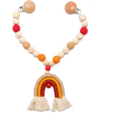 Baby Rammelaar Speelgoed 0-12 Maanden Pasgeboren Haak Rammelaar Kinderwagen Mobiel Speelgoed Houten Clips Hanger Speelgoed voor Pasgeboren Baby Dierenspeelgoed beige