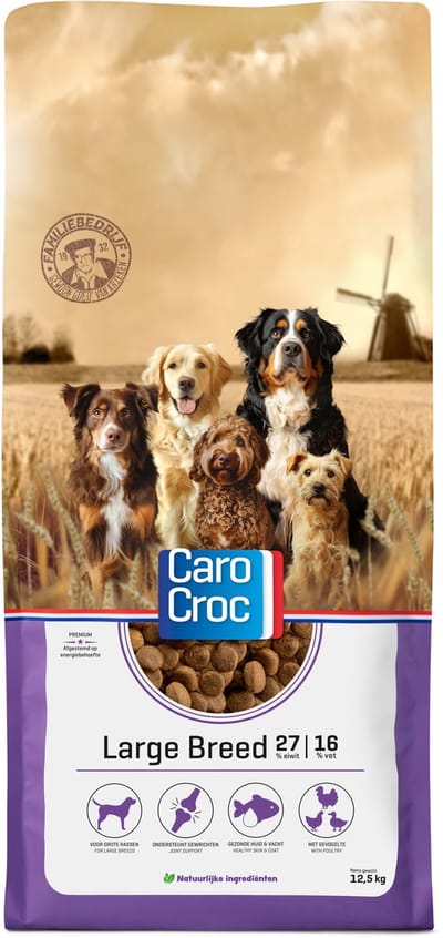 CaroCroc Hondenvoer - Large Breed - Eiwit 27%, 12.5kg, Geschikt voor Grote Rassen