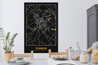 Muurstickers - Sticker Folie - Zinnik - Goud - Stadskaart - Kaart - Plattegrond - 80x120 cm - Plakfolie - Muurstickers Kinderkamer - Zelfklevend Behang - Zelfklevend behangpapier - Stickerfolie