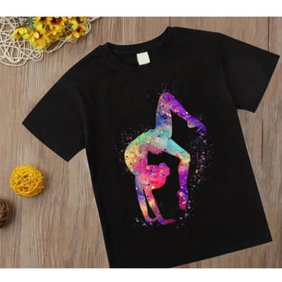 Aquarel Gymnastiekmeisje Print Kinderen 'ST-Shirts Kinderen Zwart T-shirt Gym Oefening Sportliefhebber Verjaardagscadeau Aangepaste T-shirttops 8T gray
