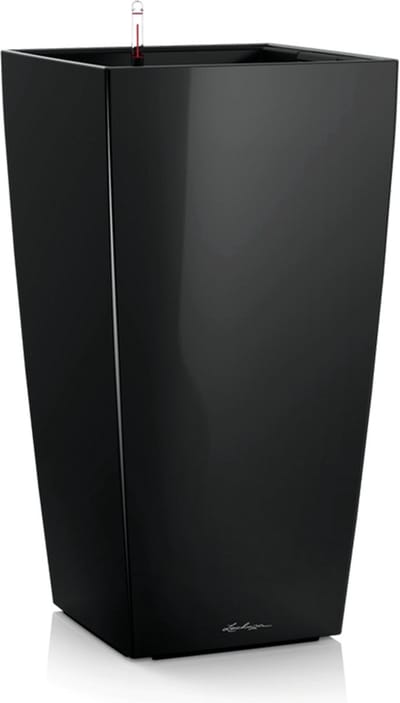 LECHUZA CUBICO PREMIUM 30 - Plantenbak - met uitneembare binnenbak - met bewateringssysteem - ALL-IN-ONE set met LECHUZA-PON - zwart hoogglans