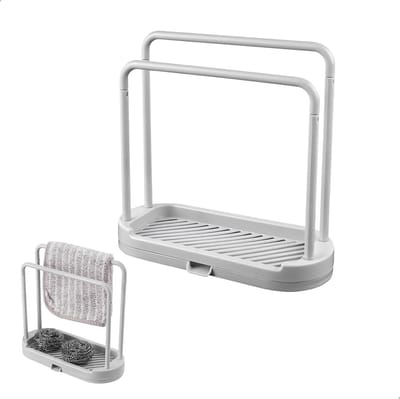Keuken Organizer - Gootsteen Houder - Keuken Opbergen - Dubbele Ophangstang - 5x5x2 cm - Grijs