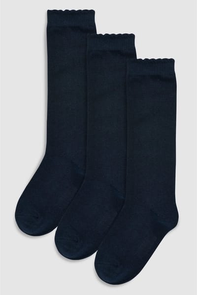 Next - Meisjes - 3 Paar kniehoge schoolsokken met hoog katoengehalte - Blauw