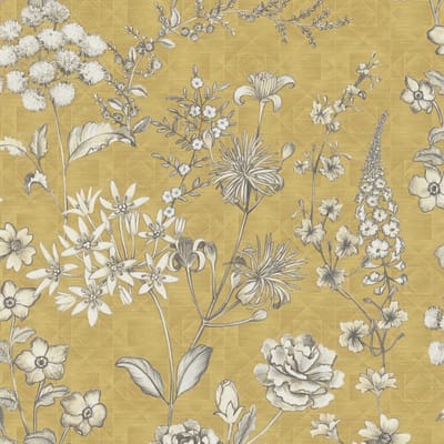 VINTAGE BLOEMEN BEHANG | Botanisch - geel wit grijs - A.S. Création Metropolitan Stories 3