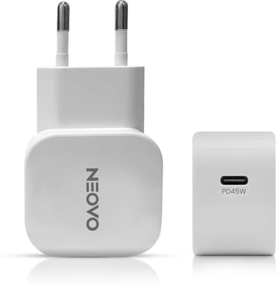 NEOVO USB-C Oplader 45W – iPhone Oplader & Samsung Oplader – GaN Snellader PD Adapter – Voor iPhone, iPad & Samsung Galaxy – Wit