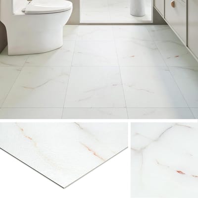 PVC Vloertegels Zelfklevend Marmerlook 30x30CM - Vinyl Vloerbedekking voor Keuken, Badkamer en Woonkamer - 16 Tegels in Wit