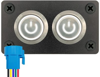 ProRide Metalen drukschakelaar 220V ON-OFF - Inbouwpaneel tweevoudig - 22mm - IP67 - LED indicatie Wit