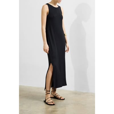 French Connection Mia Textured Jersey Long Dress Black Maat: XS | Maxi Jurken Outlet | Dames | Zwart