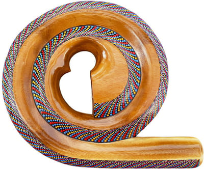 LIDAH® Didgeridoo Instrument - Spiral Travel Digeridoo - 36 cm - Compacte Australian Muziekinstrumenten - Handgeschilderd Mahonie