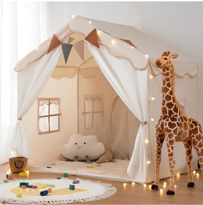 SP® Speelhuisje - 2 in 1 Kinderspeelhuis - Speelhuis - Speelhuisje Binnen - Beige - 90cm x 130cm x 130cm