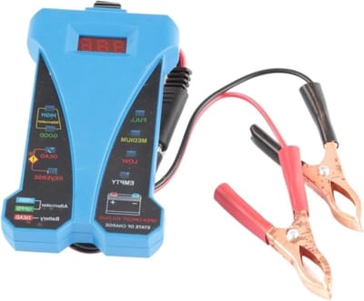 Accutester Auto - Spanningsmeter Digitaal - Motor Onderhoud - LED Status Indicator - 12V - Zwart