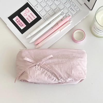 Schattig Strikje Etui Grote Capaciteit Opbergtas Pouch School Kantoor Schrijfwaren Opbergtas Organizer Benodigdheden Cadeau voor Meisjes