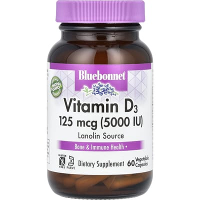 Bluebonnet Nutrition, Vitamine D3, 5.000 IE, 60 vegetarische capsules