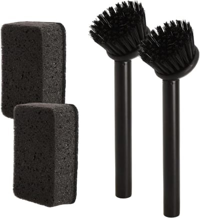 Set van 2 Afwasborstels met RVS Handvat, Zwarte Afwasborstel met 2 Schuurpads, Keukenborstel voor Effectieve Reiniging