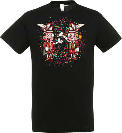 T-shirt Carnavals Paar | Carnaval | Carnavalskleding Dames Heren | Zwart | maat XS