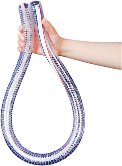 Waterslang PVC - Flexibele Buis - Waterleiding Tuin - Stalen Draad Versterking - 1 Meter - Transparant