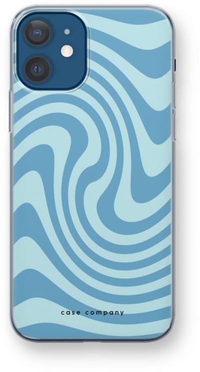 Case Company® - Hoesje geschikt voor iPhone 12 mini hoesje - Swirl Blauw - Soft Cover Telefoonhoesje - Bescherming aan alle Kanten en Schermrand