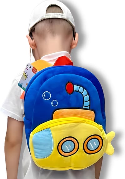 BoefieBoef Duikboot Peuter Rugtas - Stoere Kinderrugzak met Auto- Boot- en Bouwvoertuigen - Jongen Meisje 0-5 Jaar - Wasbaar, Duurzaam & Comfort - Cadeau voor Sinterklaas, Kerst & Verjaardag - Gymtas, Boekentas & Schooltas - Peuterspeelzaal - Geel