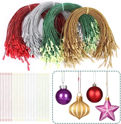 400 stuks kerstversieringen, hangers, ornamenten, haken, kerstversiering, kledinghangers, kerstballen, koord om op te hangen met drukknopen voor doe-het-zelf decoratie