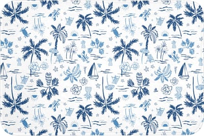 Badmat 90x60 cm - Antislip - Zee - Patroon - Blauw - Wit - Badmatten voor badkamer - Badkamermat - Douchemat - Badkamer mat