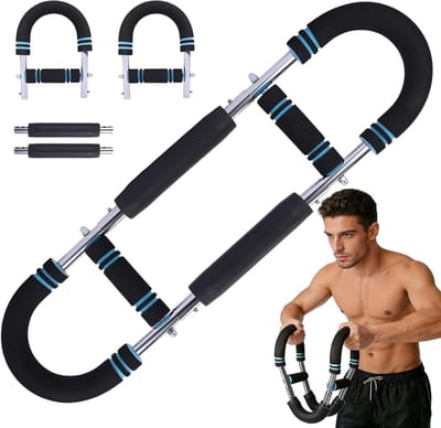Armtrainer - Borsttrainer Stang - Bovenlichaam Trainen - Verstelbare Weerstand - 18-50 kg - Blauw