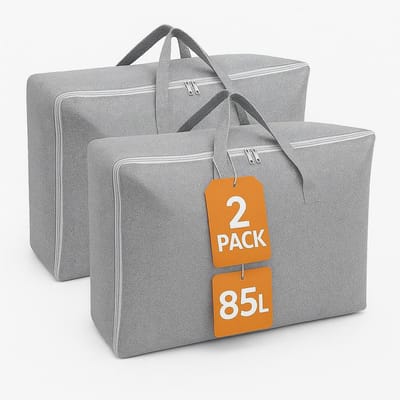 Meubelsvanjoep 2 stuks opbergzak Organizer - Opbergtas en Organiser voor Dekbed en Kleding - Opvouwbaar - Grijs 60 x 50 x 28 CM - Opbergdoos - Opbergbox