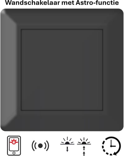 Freelux Drukknop | Astro Tijdschakelaar | Bluetooth | Led Schakelaar | 230VAC 10A | Signaal zwart mat gelakt