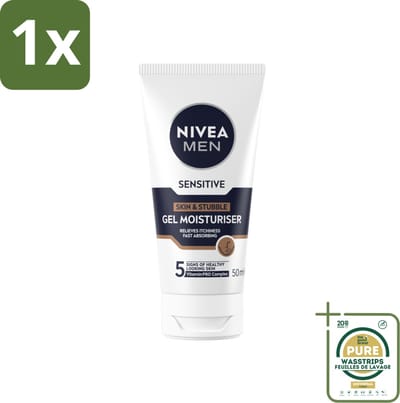 1 x NIVEA MEN - Sensitive - Gezichtsgel Huid & Stoppelbaard - 50 ml- Gevoelige Huid Verzorging - Stoppelbaard Verzorging - Alcoholvrije Gezichtsgel - Huidirritatie Verlichting - Gezichtsgel Mannen