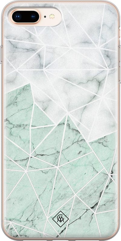 Casimoda® hoesje - Geschikt voor iPhone 8 Plus - Marmer Mint Mix - Siliconen/TPU telefoonhoesje - Backcover - Marmer - Mint