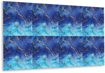 Tulup PVC Wandpaneel - Blauwe Marmer Vinyl Wandpaneel - 100 cm x 50 cm - Veelkleurig Vinyl Wandpaneel - 1 stuk - PVC Wandpaneel - Marmer Muurpaneel - Vinyl Wandbekleding - Plaktegels Keuken en Badkamer