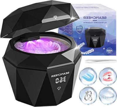 Ultrasone Reiniger - Zwart - Batterijbediend - IPX7 Waterdicht - Voor Tandprothesen en Aligners