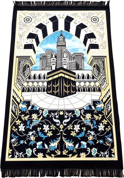 Livano Islam Gebedskleed - Ramadan Kleed - Gebedsmat - Tapijt - Inshallah - Eid Mubarak - Zwart