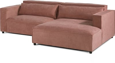 MASSIVMOEBEL24.DE hoekbank roze 95% polyester / 5% polyamide 266x150x80 cm SOFAS deels gemonteerd