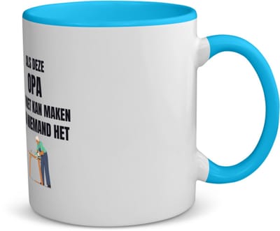 Akyol - als deze opa het niet kan maken dan kan niemand het koffiemok - theemok - blauw - Opa - cadeau opa - cadeau - verjaardag opa - 350 ML inhoud
