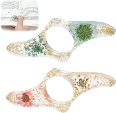 2 stuks boekzijhouders met hars gedroogde bloemen - Transparante bladzijhouders - Handgemaakt - Leesaccessoires voor boekenliefhebbers - Ontspannen lezen - Boekaccessoires met bloemenmotief