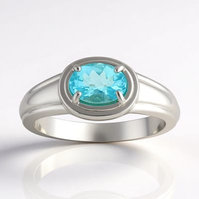 Cavill - Zilveren Damesring - 925 Sterling Zilver met Palladium - Blauwe Apatiet 0 638 ct Ovaal geslepen - Luxe ring 22x20 mm - Madagaskar Edelsteen