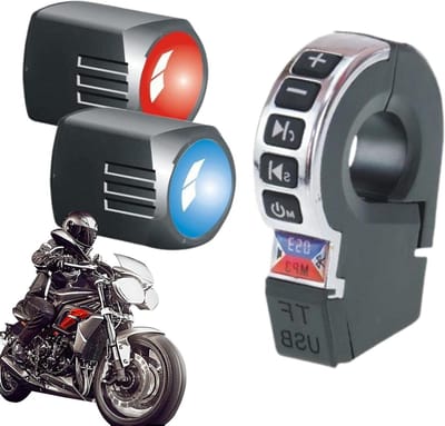 Motorfiets luidsprekers - Draadloos audio systeem - Onderweg muziek - Met telefoon oplader - 8.8 x 14 x 8.8 cm